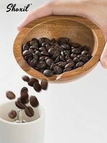 shoxil 1pc Coffee Beans Dosing Cup, Weigh Coffee Bean Container, Wooden Tea&Coffee Beans Tray, Tea Scoop For Loose Tea