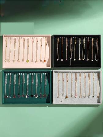 1 st smyckesdisplaybricka i sammet, smyckesdisplaybricka för halsband i sammet, smyckesdisplaybricka med 20 krokar, elegant presentask för alla hjärtans dag, mors dag, bröllopsdag - smyckesförvaring och presentgivning för hemmet, avskalad rullad design, smyckesaskbricka, julklapp, halloweenpresent, skolstartsgåva, skolstartsgåva
