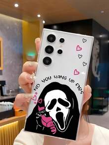 1 pieza Funda de teléfono suave y protectora con diseño de calavera, corazón y bruja compatible con iPhone, Honor, Redmi, Galaxy