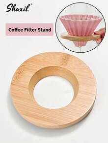 shoxil 1pc Coffee Filter Stand, Pour Over Filter Cup Stand, Cone Coffee Dripper Holder Rack, Wooden Filter Cup Holder, Suitable For V-Shaped Filter Cup - Wooden Support - View 7