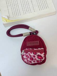 1 pezzo Ciondolo da borsa con stampa leopardata alla moda, ciondolo portachiavi portatile, ciondolo da borsa da viaggio, ciondolo da borsa a mano, ciondolo da zaino, ciondolo da zaino con motivo animale, accessori decorativi, ciondolo da zaino, mini borsa tascabile, portamonete, custodia per auricolari