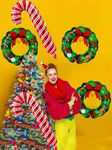 2 pièces/set Guirlande de ballons de cloche de Noël plus ballons de canne en bonbon, convient pour la décoration de Noël, la fête de Noël, l'hiver, la veille de Noël, la fête, la décoration intérieure et extérieure de la maison, laissez-le illuminer votre pièce