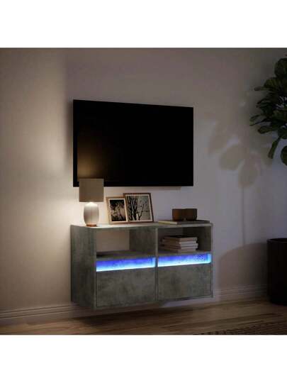 VidaXL TV Wand Unit LED Lighting 80x31x45 Cm Concrete Grijs view 5