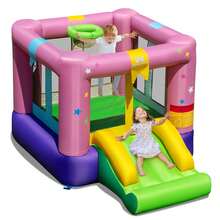 Lifezeal Inflatable Bounce House Bouncy Castle With Slide & Basketball Rim - 查看 1