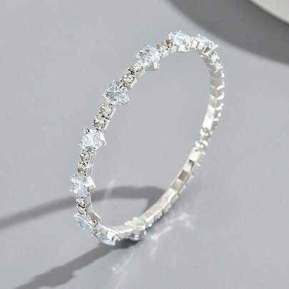 1개 여성용 우아한 반짝이는 모조 다이아몬드 하트 모양 클로 체인 팔찌, 데일리 웨어에 적합