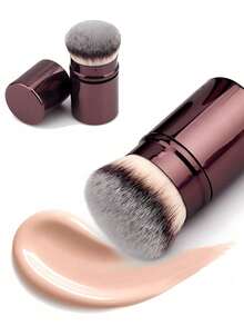 1pc Extendable Foundation Brush, Soft Bristles, Easy To Apply,Foundation Brush,Concealer Brush,Blush Brush,Contour Brush,Blush Brush,Bronzer Brush,Powder Brush,Foundation Brush,Blush Brush - Coffee Brown - View 9