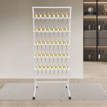 5-Tier Champagne Glass Holder, Steel Champagne Flutes Display Stand, Champagne Wine Glass Holder With Swivel Casters, Champagne Wall Holder For Party, Metal Flutes Display Stand Hold 40 Glasses For Wedding Party Get-Togethers Ceremony Festival Holiday - 白色 - 查看 5