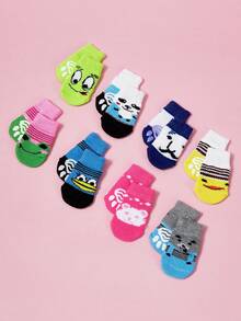 PETSIN 4Pcs/8Pcs/Set Cute Pet Dog Socks With Print Anti-Slip Cats Puppy Shoes Paw Protector Products For Small Breeds Spitz York Dogs Chihuahua Indoor Anti Drop - Multicolor - View 4