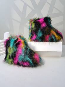 Stivali da neve per bambini, stivali alla caviglia con suola spessa e fodera calda per bambini piccoli/bambini, unisex, autunno/inverno - Multicolore - Visualizzare 2