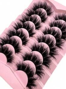 14 Pairs Extension Thick Long Reusable Extended Makeup Lashes 9D Faux Mink False Eyelashes, Multi-Layered Curly & Fluffy, Soft & Voluminous Drama Messy Mink Lashes, Cat Eye Shape, 18-25mm Ultra Long & Dense, Handmade Suitable For Beginners, Comfortable & Versatile For Holidays & Parties - màu đen - Xem 5