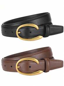 1/2pcs New Alloy Buckle Belt For Women's Simple Commuting Versatile Wide Belt With Jeans Jacket Korean Fashion Belt