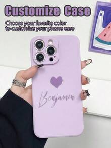 1pc Customized Name Phone Case, Personalized Name Design Phone Cover, Customized Name Cover, Heart Phone Case, Anniversary Gift, Valentine's Day Gift, Gift, Birthday Gift, Wedding Gift, Mother's Day Gift, Father's Day Gift, Best Friend Gift, Gift For Mom/Dad, Gift For Boyfriend, Gift For Girlfriend