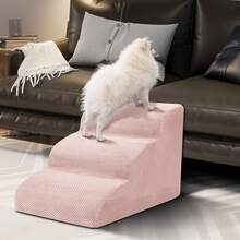 Dog Stairs & Ramp - High-Density Foam Pet Steps, Extra-Wide Non-Slip Orthopedic Dog Ladder With Soft Foam Padding, For Injured/Senior Pets & Small Cats To Access High Beds/Couches - Pink - View 2