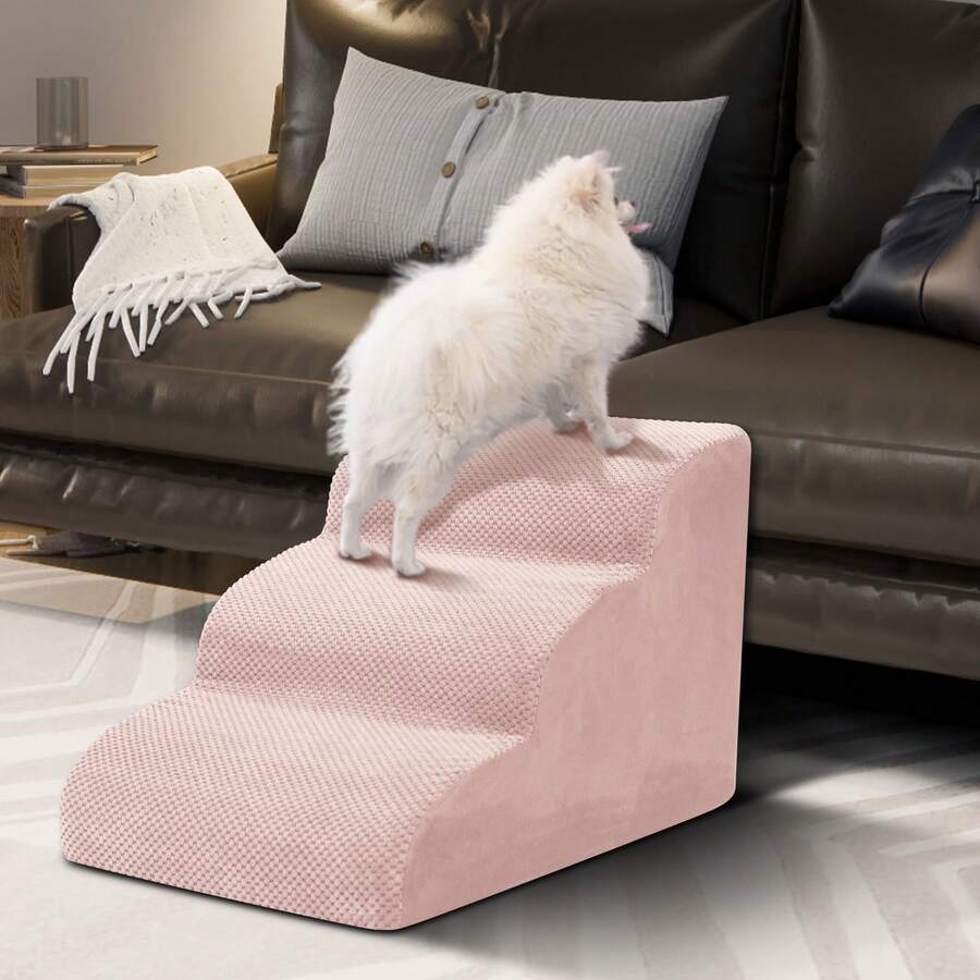 Dog Stairs & Ramp - High-Density Foam Pet Steps, Extra-Wide Non-Slip Orthopedic Dog Ladder With Soft Foam Padding, For Injured/Senior Pets & Small Cats To Access High Beds/Couches