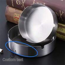 Customized Stainless Steel Ashtray, Can Be Engraved With Name, Phone Number, Company Name - Promotional Gift, Portable Silver Ashtray, Suitable For Bars, Graduation Ceremonies, Party Favors, Creative Gifts And Promotional Customization, Ideal Gift For Dad, Grandpa, Husband, Father, Boyfriend - Multicolor - View 2