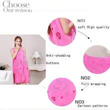 Szlafrok z nadrukiem kreskówkowym, 1/3 szt., spaghetti straps + czepek prysznicowy, zestaw, różne kolory. Przenośny strój kąpielowy, szlafrok bez ramiączek, superchłonny, szybkoschnący, miękki i przyjazny dla skóry, niepylący i łatwy w praniu. Nadaje się do łazienek, domu i salonów kosmetycznych. - Szlafrok (rozmiar: 70*150 cm) Czepek do suszenia włosów (rozmiar: 32*66 cm) - Wielokolorowy losowy - Zobacz 6