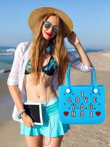 1pc 1-9 & 26 Letters DIY Bag Decoration, Bag Accessories For Bogg Bags, Beach Accessories, Suitable For Bogg Bags, Hollow Out Clogs, Tote Bags, Customizable Letter Decor Accessories. These Charming Accessories Inject Personalized Style And Vibrant Colors Into Your Bogg Bags And Hollow Out Clogs, Perfect For Showcasing The Unique And Eye-Catching Personalized Of Your Bags And Shoes, Easy To Identify Your Bags. - Black - View 3