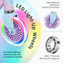 Patinetes para niños con Ruedas iluminadas, vástago y Cubierta, Scooter Plegable de 2 Ruedas para niñas y niños, 3 de Altura Ajustable, Cubierta de patrón Antideslizante, Patinete Ligero - 1 - Ver 5