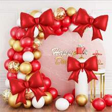Bow-Knot Foil Decorative Balloons, Red & Pink Bow-Knot Balloons Suitable For Mother's Day Decor, Birthday Party, Room Decor, Graduation Ceremony, Wedding Decor, Party Decoration - Multicolor - View 5