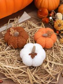 “秋季限量版”1 件毛绒南瓜挂饰枫叶装饰感恩节万圣节家居桌面装饰道具、家居装饰、摆件家居、客厅装饰、房间配件、客厅配件、礼物