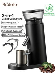 Brutelle 1pc Coffee Grinder USB Rechargeable 60 Level Adjustable Grinding Coarseness Super Long Battery Life Suitable For Home Coffee Corner Cafe