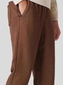 CAMEL CROWN Men's Casual Sweatpants, Loose Straight Leg Fleece Lined Warm Pants, Autumn/Winter - Brown - View 2