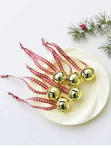 1/3/6 piezas Campanas de Navidad estilo vintage, decoración colgante redonda de acero inoxidable, adecuada para bodas, duchas nupciales, Pascua, Acción de Gracias, regalos festivos - Decoración para jardín y patio al aire libre