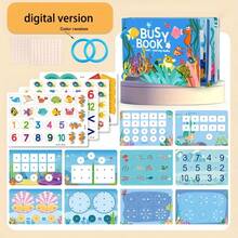 儿童互动安静书——安静学习和娱乐玩具，配有贴纸、大脑开发功能和魔术贴忙碌板。非常适合旅行、幼儿感官活动和蒙特梭利教育游戏。是万圣节、圣诞节和新年送给男孩和女孩的完美礼物。 - 彩色 - 查看 14