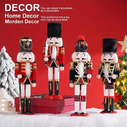 1pc 30cm Nutcracker Figurine, Wooden Decorative Nutcracker Soldier, Christmas Holiday Home Decor, Creative Wooden Puppet Ornament, Home Festive Decoration, Christmas Tree Decor, Suitable For Holiday Party, Christmas Party, Festival Decoration, Party Favor, Home Decor, Fun Christmas Party Decoration, Merry Christmas, Happy New Year, Christmas Gift, Christmas Ornament
