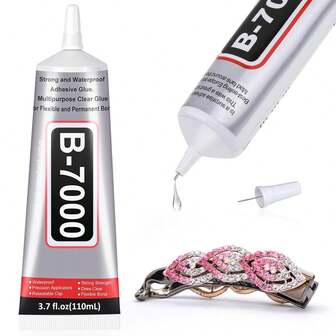 B-7000 Multi-Purpose Adhesive, Industrial Strength With Precision Applicator Tip, B7000 110ml/3.7oz Glue Paste, Suitable For Rhinestones, Clothing, Fabric, Jewelry Making, Phones, Tablets, Wood, Rubber, Leather