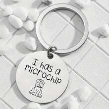 1 Piece, Silver Round Pet ID Tag - I Have A Microchip - Cute Stainless Steel Engraved Metal Dog Tag (Event & Party Supplies) - Giá trị biến thể - Xem 2