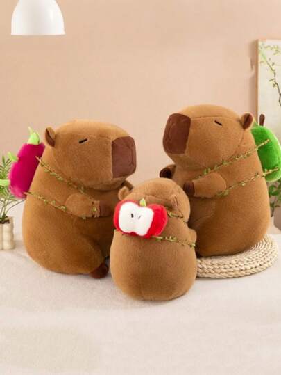 可爱舒适的水豚毛绒玩具-背果水豚玩偶，柔软水豚礼物，送礼首选