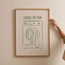 1pc, Canvas Wall Art, Framed Wall Decoration, Fun Posters, Fun Laundry Prints, Laundry Room Decoration, Cute Quote Prints, Minimalist Wall Art, Self-Service Laundry Posters, Green Laundry Prints, Bathroom Decoration, Home