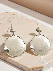 1 Pair Fashionable Minimalist Geometric Circle Stud Earrings, Suitable For Daily Wear And Party Outfits - Silver - View 3