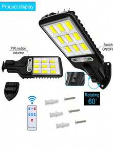 1pc 2200W 108LED Solar Sensor Street Light Human Body Induction Garden Light With Remote Control LED Wall Light Waterproof GardenLight - white light - View 8