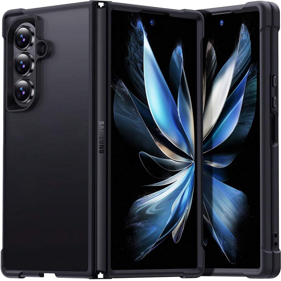 1 件黑色/灰色/海军蓝高端奢华 Z 形折叠 6/7 肤感哑光半透明可折叠手机壳，优质 PC+TPU 加厚边角防震保护，握感舒适，男女通用，理想的生日/节日礼物 - 黑色 - 查看 1