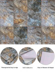 1 Roll 1m/3m/5m Vintage Blue Gray Geometric Stone Pattern Removable And Self-Adhesive Vinyl Wallpaper, DIY Home Decor For Bedroom, Kitchen, Living Room, Bathroom, Cabinet, Furniture Renewal Wall Paper Wall Stickers Room Decor Wall Decor Wallpaper Peel And Stick Bathroom Decor