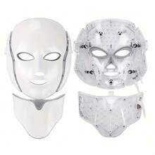 7-Color LED Facial Mask, Neck Beauty Care, No Odor, Suitable For Family And Salon, Perfect Holiday Gift For Girlfriend And Mother(White) - 美規A型插(110-127V) - 查看 6