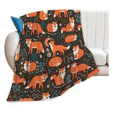Cute Fox Blanket Funny Animal Fox With Flower Decor Throw Blanket Fox Gifts For Super Warm Soft Plush Lightweight  Flannel Blanket Winter Couch Bedding Blanket For Women Premium Weighted Blanket - Embossed Wolf Pack Design On Bamboo- Blend, Soothing Warmth For Reading Nooks & Anxiety Relief