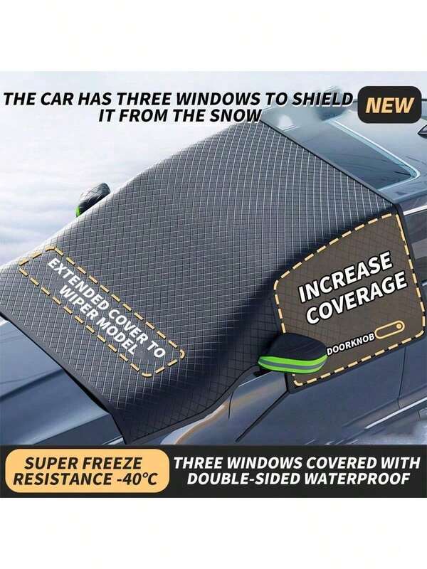 Capa de para-brisa de carro à prova de inverno para todas as estações - Proteção solar contra gelo e neve espessada com isolamento térmico para janela frontal