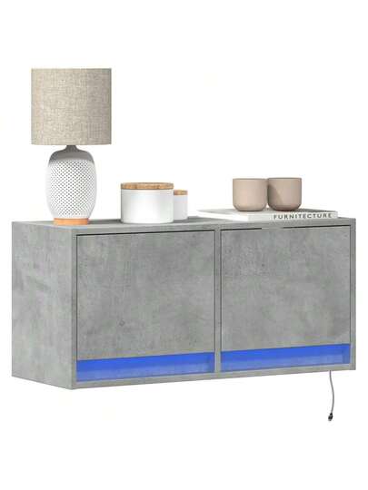 VidaXL TV Wand Unit LED Lighting 80x31x35 Cm Concrete Grijs