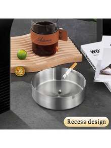 Customized Stainless Steel Ashtray, Can Be Engraved With Name, Phone Number, Company Name - Promotional Gift, Portable Silver Ashtray, Suitable For Bars, Graduation Ceremonies, Party Favors, Creative Gifts And Promotional Customization, Ideal Gift For Dad, Grandpa, Husband, Father, Boyfriend - Multicolor - View 3