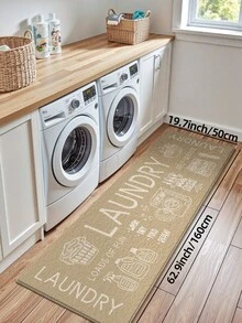 DAJIANG 1 buc. Covor modern pentru spălătorie, covor moale cu dungi, covor pentru intrare, covor pentru bucătărie, lavabil la mașină, covor anti-praf cu litere, decor pentru casă, decorare pentru camera de sărbători