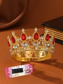 1 pieza/Corona de novia Baroque completa y redonda de aleación, multicolor, utilizada para princesas, reinas, decoración de pasteles, bodas, fiestas, cumpleaños, fotografía, banquetes y decoración floral Itema completa de corona de aleación para Navidad