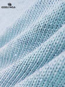 漂亮颜色性感针织单肩挂脖海滩迷你2025女式节日派对连衣裙套装时尚沙滩装泳衣罩衫 - 藍色 - 查看 6