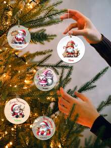 Custom Christmas Ornaments With Name, Personalized Christmas Tree Decorations, Customized Acrylic Ornaments, Customizable Round Christmas Craft Supplies, Diy Ornaments, Christmas, Indoor, Outdoor, Garden, Ceramic, Wooden, Santa Claus Sign, Room Decor, Home Decor, Boys, Girls, Mom, Dad, Kids, Family,Christmas Gift Supplies - Style a - View 3