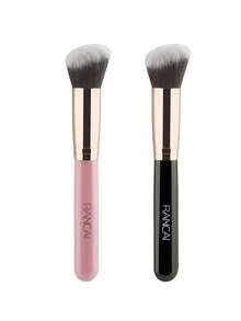 RANCAI 1/2pcs Angled Foundation Contour Brush, Synthetic Kabuki Brush For Concealing Blending Setting Buffing With Liquid, Cream And Powder Cosmetic