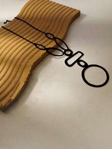 قلادة طويلة أنيقة بتصميم هندسي مجوف من الدائرة والمستطيل المتداخلة، من طراز معدني، مناسبة للحفلات ومطابقة الفساتين