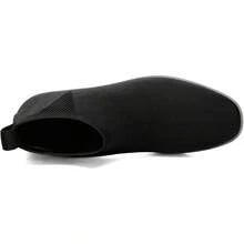 Women Chunky Low Heel Ankle Boots Square Toe Slip On Chelsea Booties Comfortable Short Boots - 黑色 - 查看 3