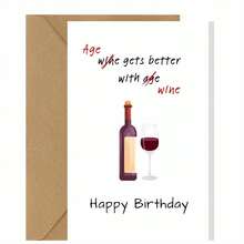 Funny Wine-Themed Birthday Card - 'Age Gets Better With Wine' - Perfect Gift For Family, Friends & Loved Ones